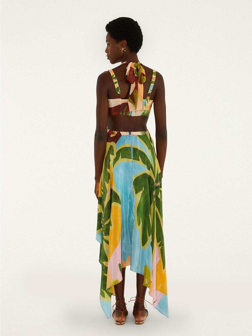 FARM RIO Multicolor Tropical Painting Cut-Out Buckles Maxi Dress - Picture 5 of 5